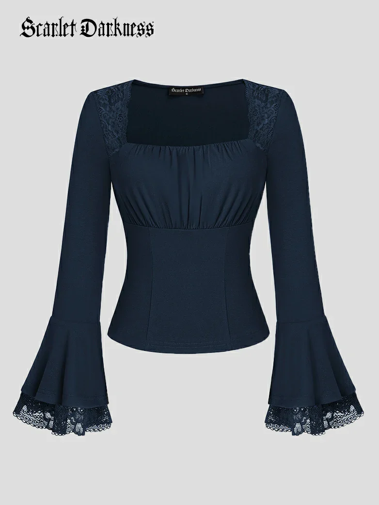 Victorian Lace Patchwork Trapezoidal neck Tops - Image 29