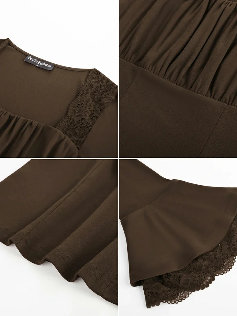 Victorian Lace Patchwork Trapezoidal neck Tops - Image 3