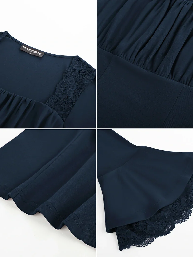 Victorian Lace Patchwork Trapezoidal neck Tops - Image 32