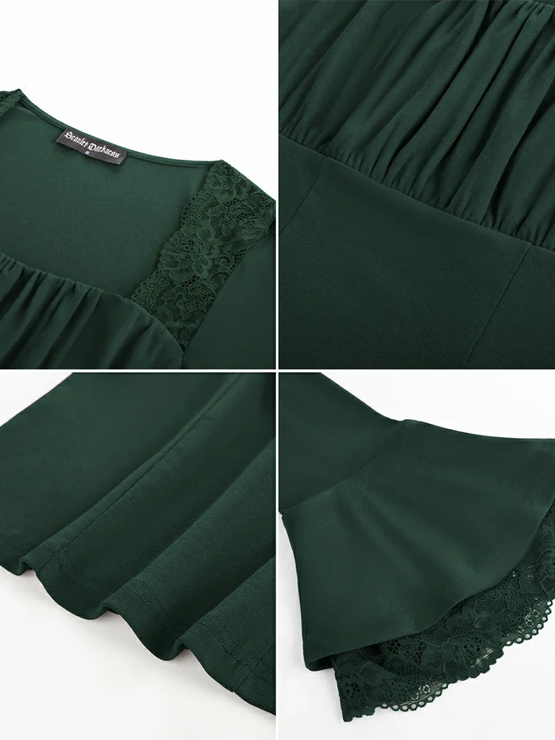Victorian Lace Patchwork Trapezoidal neck Tops - Image 35