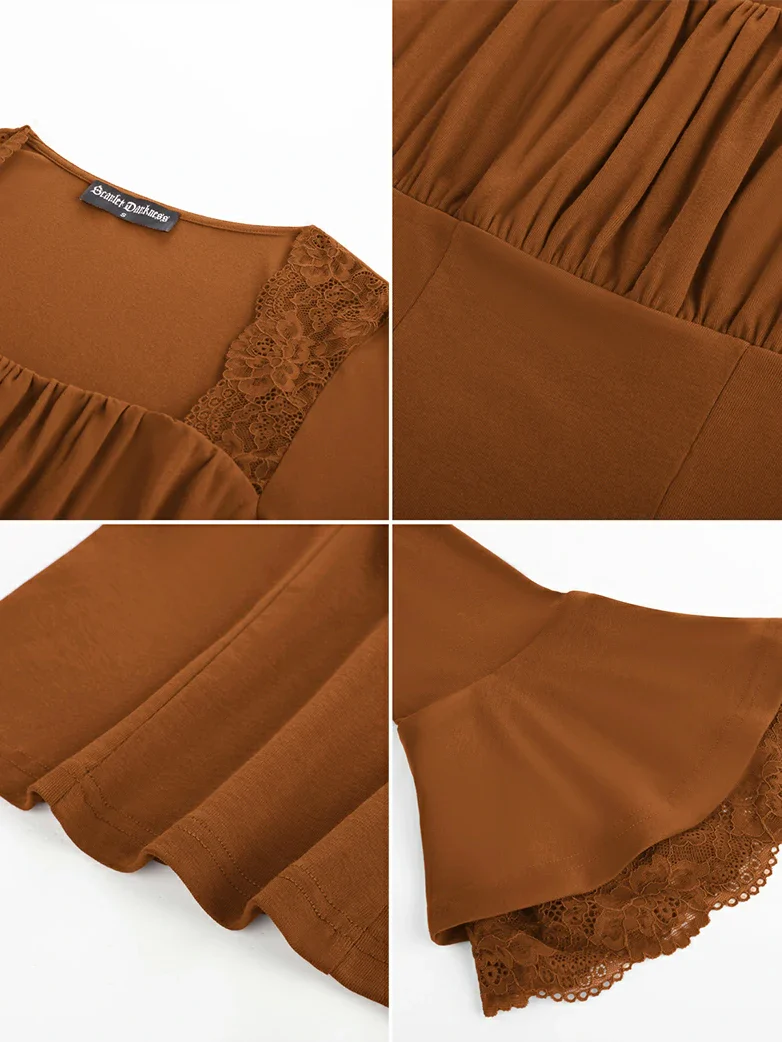 Victorian Lace Patchwork Trapezoidal neck Tops - Image 40