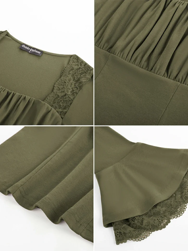 Victorian Lace Patchwork Trapezoidal neck Tops - Image 51