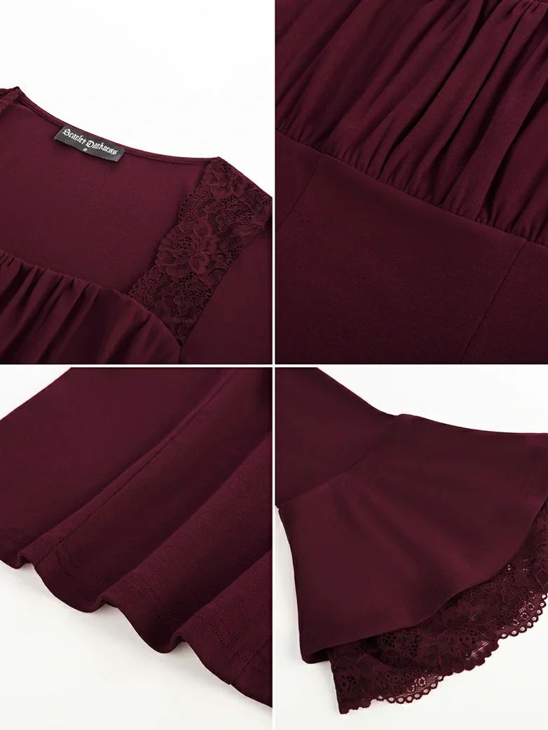 Victorian Lace Patchwork Trapezoidal neck Tops - Image 8