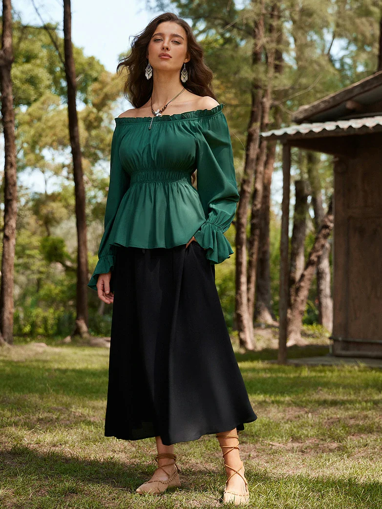 Renaissance Long Sleeve Off Shoulder Pullover Shirt - Image 18