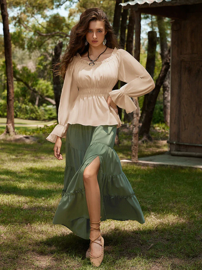 Renaissance Long Sleeve Off Shoulder Pullover Shirt - Image 3