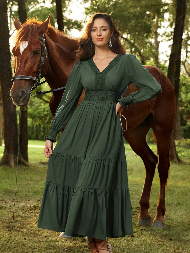 Renaissance Festival Elastic Waist Pockets Dress - Image 2