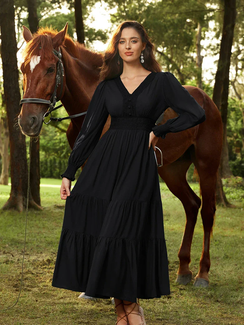 Renaissance Festival Elastic Waist Pockets Dress - Image 21