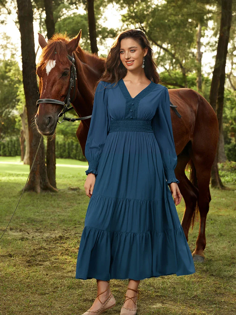 Renaissance Festival Elastic Waist Pockets Dress - Image 8