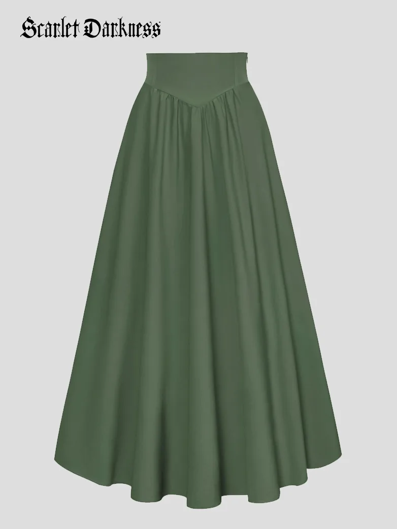 Renaissance Elastic Waist Swing Skirt with Pockets - Image 15