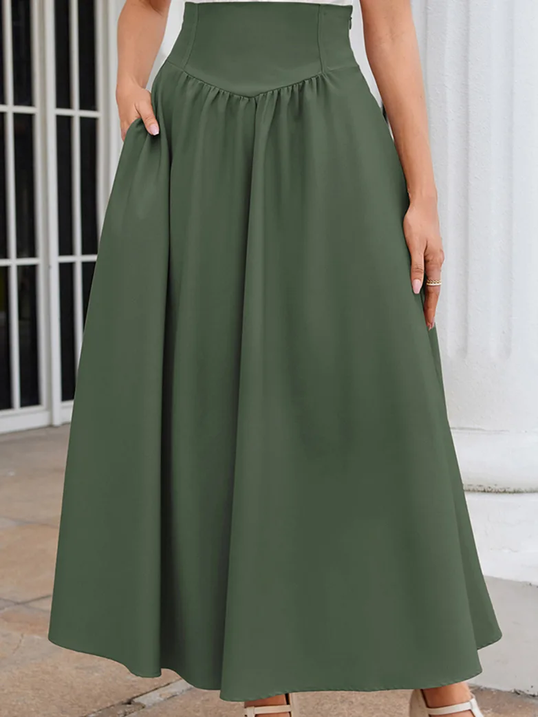 Renaissance Elastic Waist Swing Skirt with Pockets - Image 17