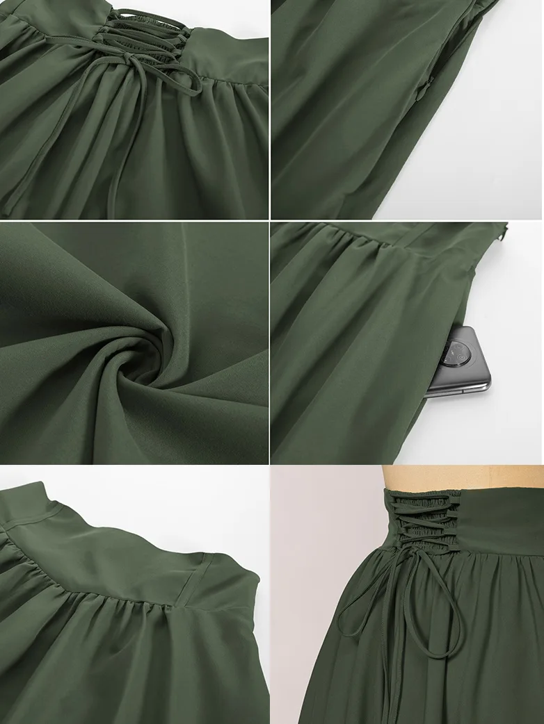 Renaissance Elastic Waist Swing Skirt with Pockets - Image 21