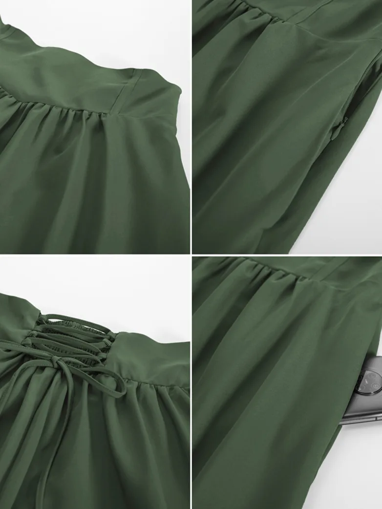 Renaissance Elastic Waist Swing Skirt with Pockets - Image 22
