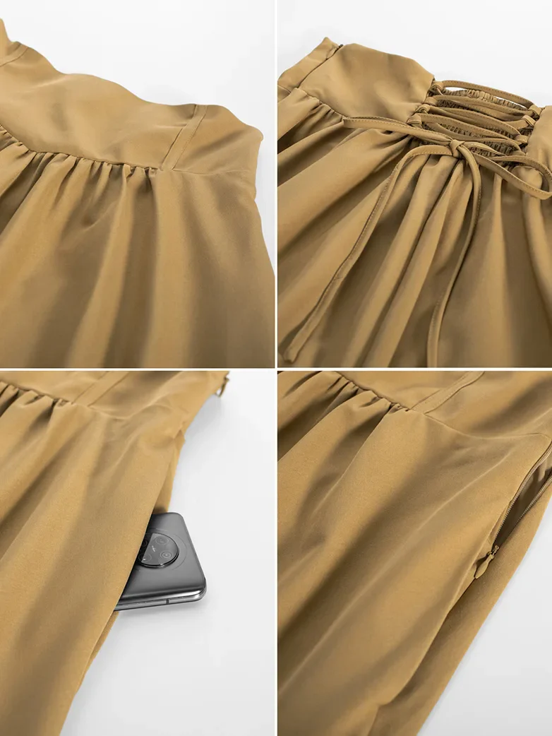 Renaissance Elastic Waist Swing Skirt with Pockets - Image 24