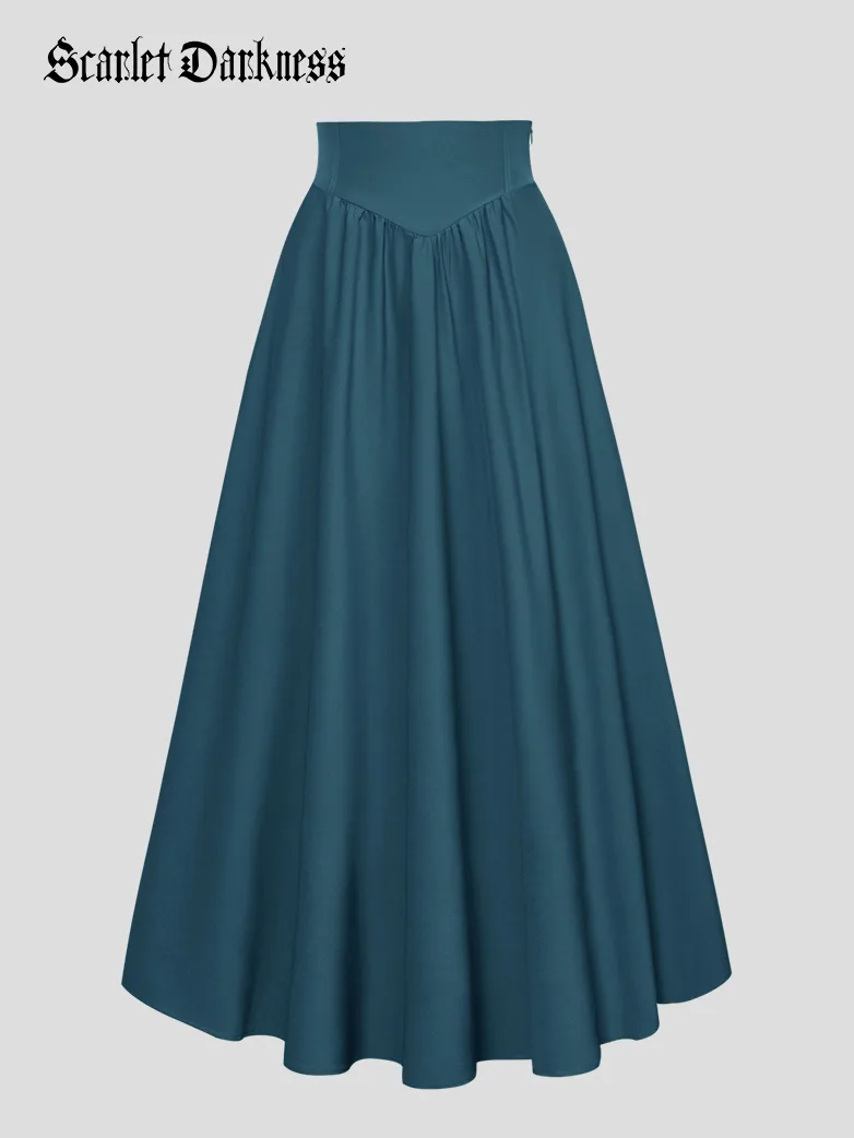 Renaissance Elastic Waist Swing Skirt with Pockets - Image 25