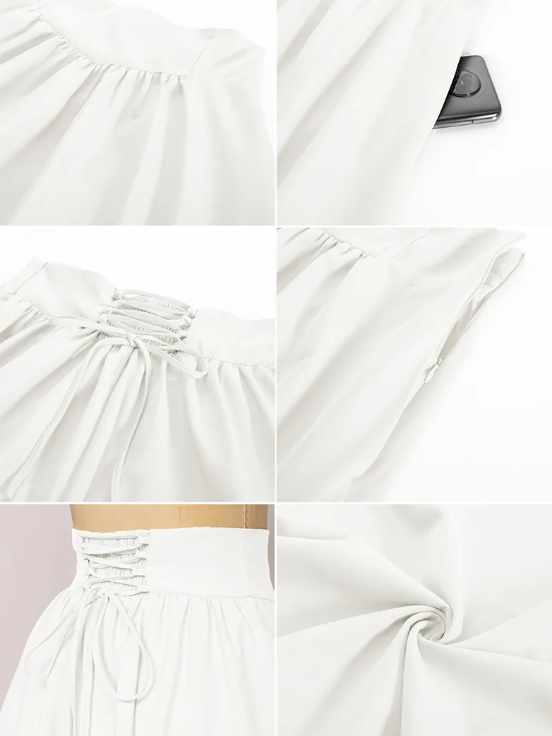Renaissance Elastic Waist Swing Skirt with Pockets - Image 28