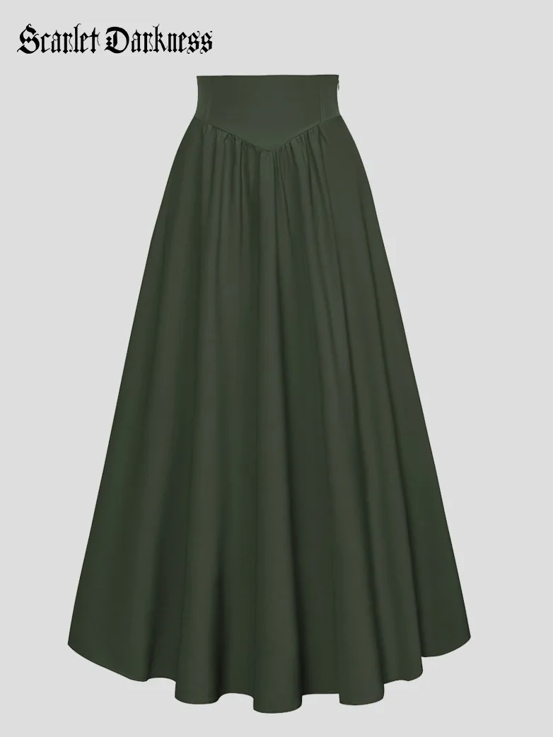 Renaissance Elastic Waist Swing Skirt with Pockets - Image 29