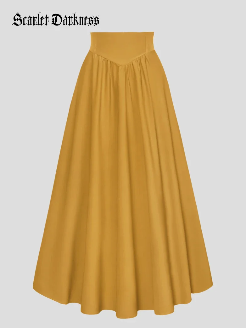 Renaissance Elastic Waist Swing Skirt with Pockets - Image 3