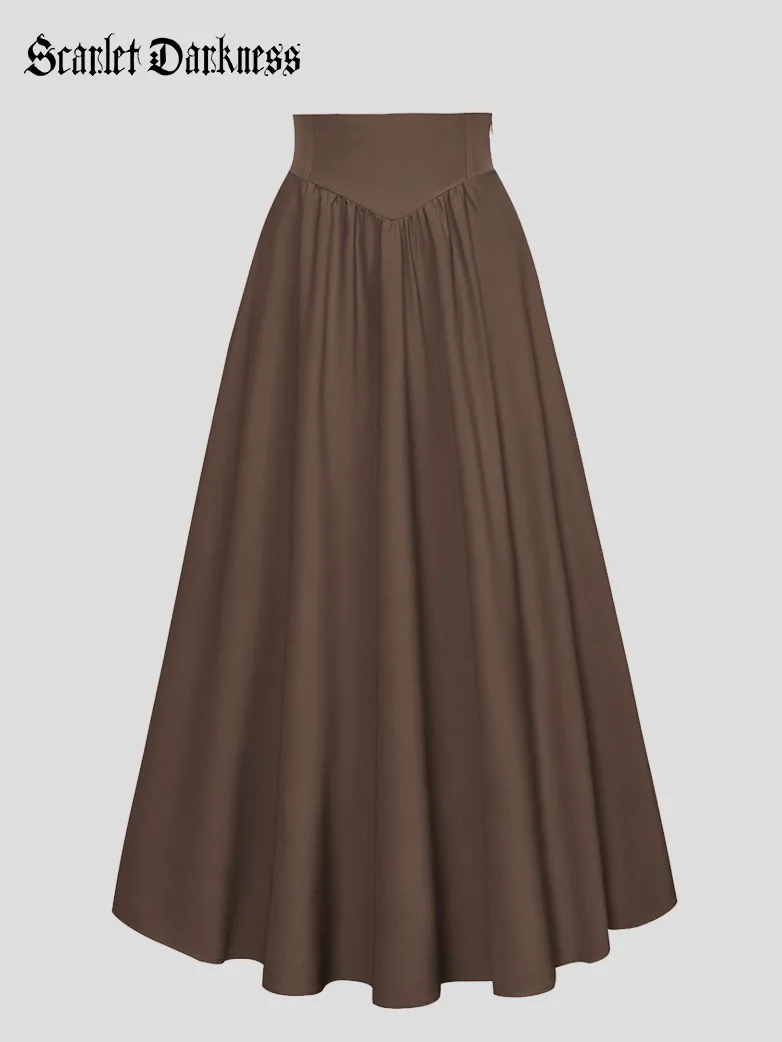 Renaissance Elastic Waist Swing Skirt with Pockets - Image 31