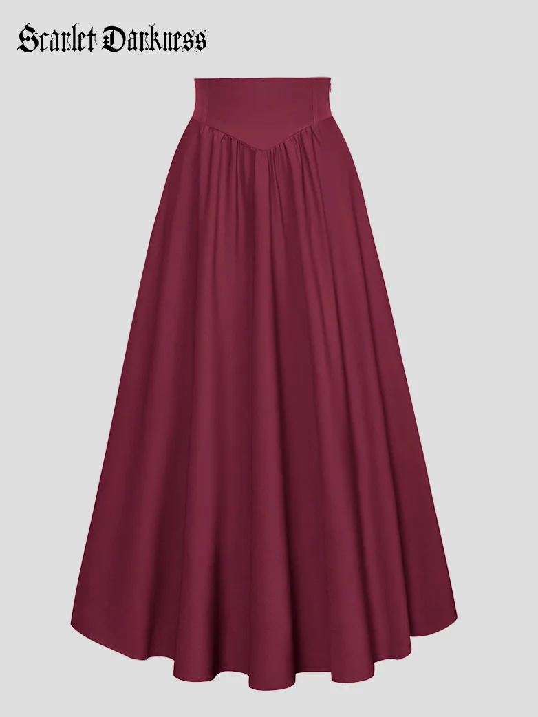 Renaissance Elastic Waist Swing Skirt with Pockets - Image 36