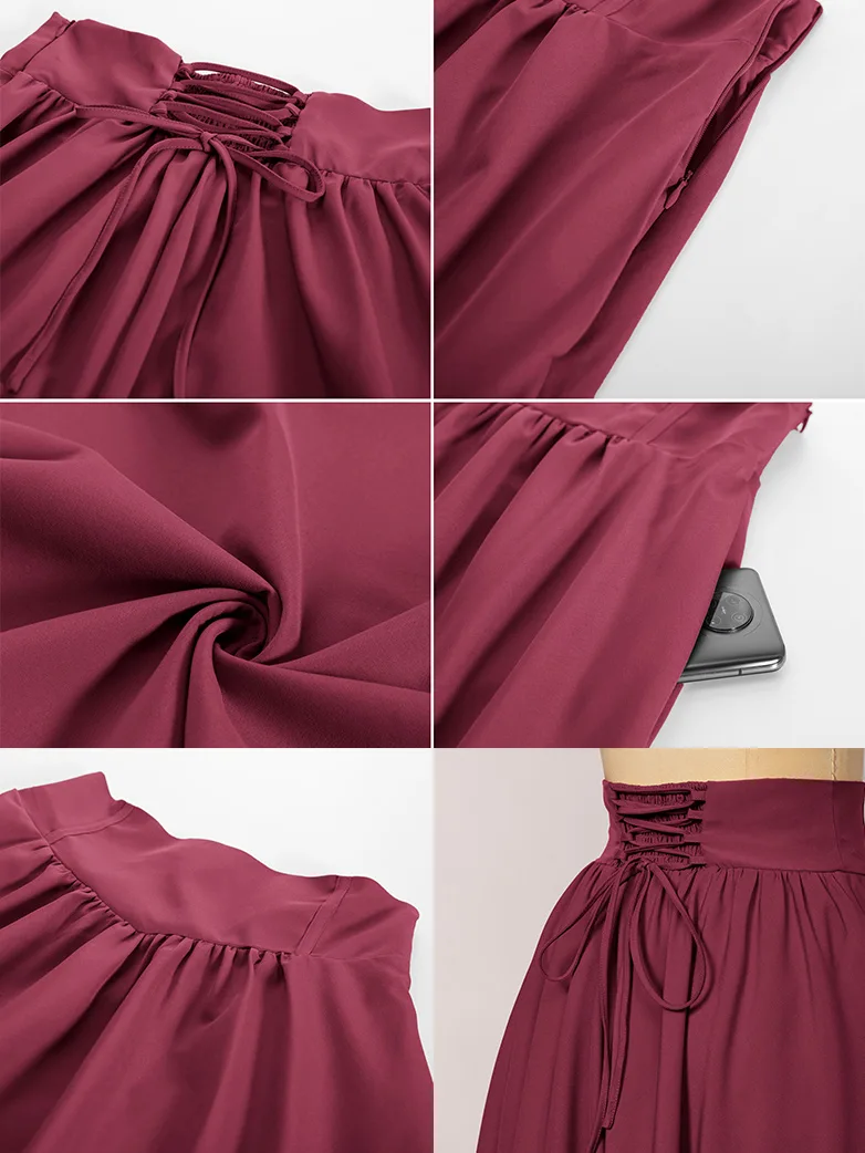 Renaissance Elastic Waist Swing Skirt with Pockets - Image 39