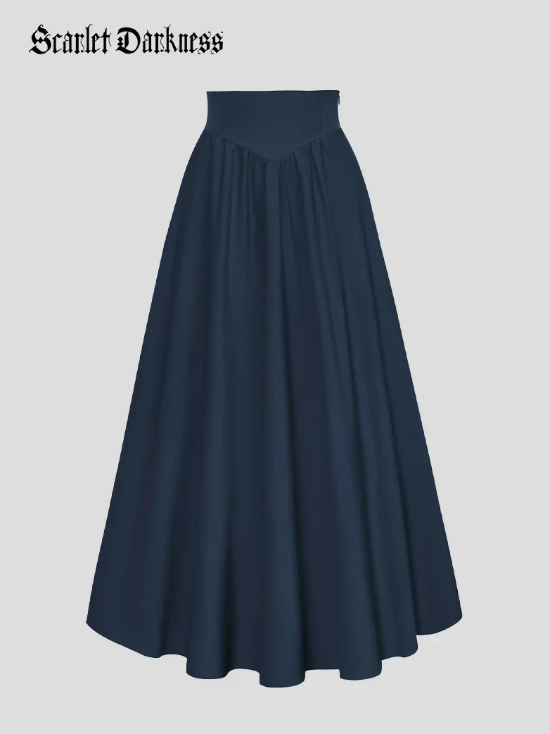 Renaissance Elastic Waist Swing Skirt with Pockets - Image 40