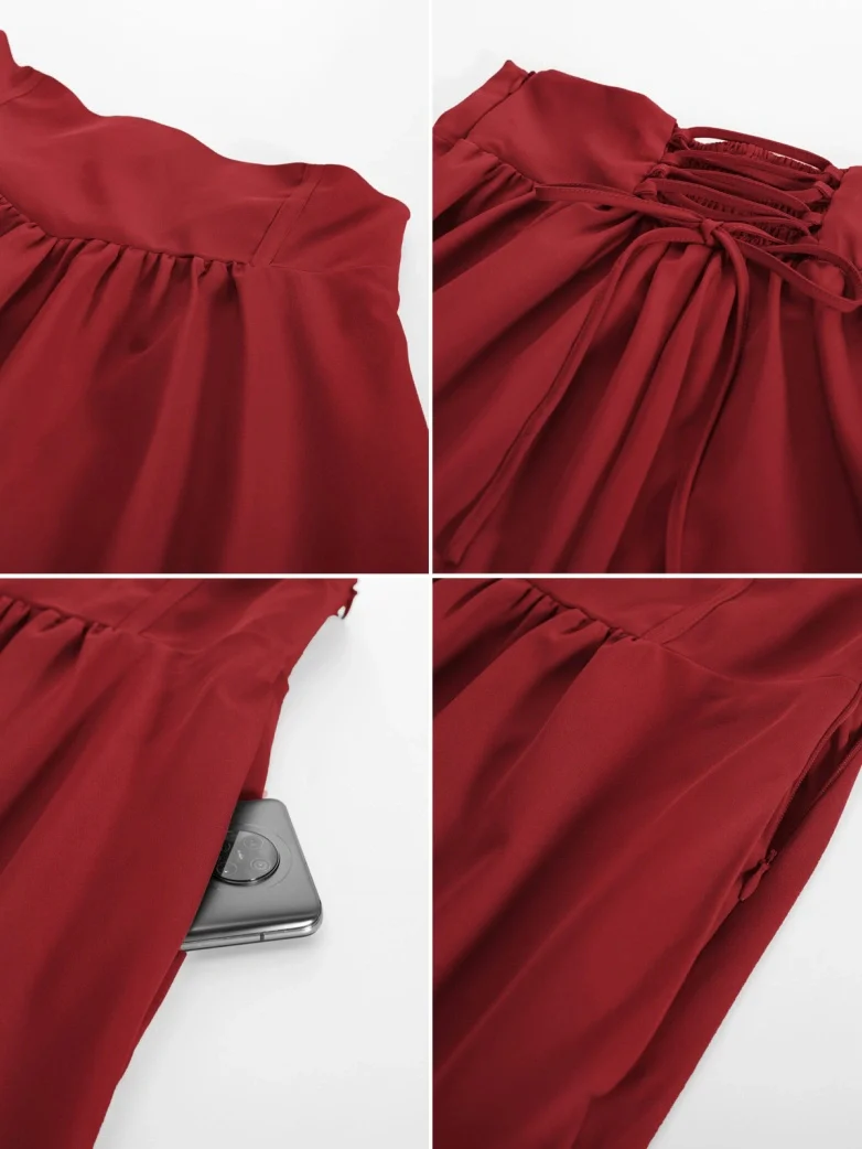 Renaissance Elastic Waist Swing Skirt with Pockets - Image 50