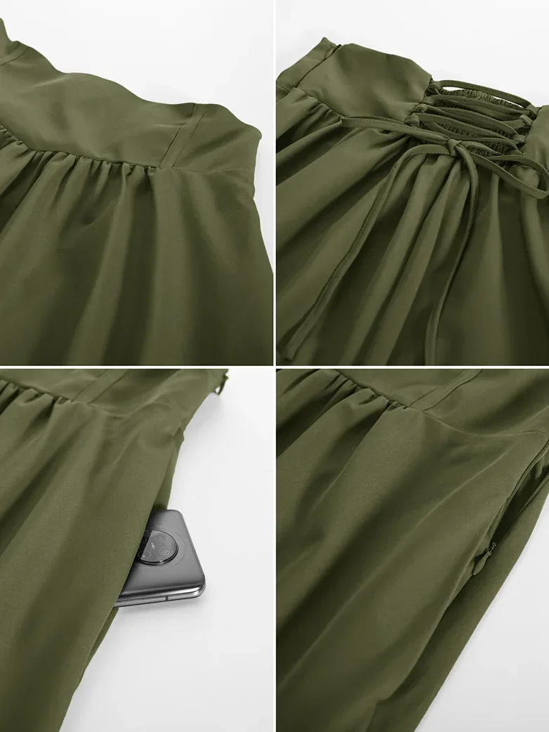 Renaissance Elastic Waist Swing Skirt with Pockets - Image 8