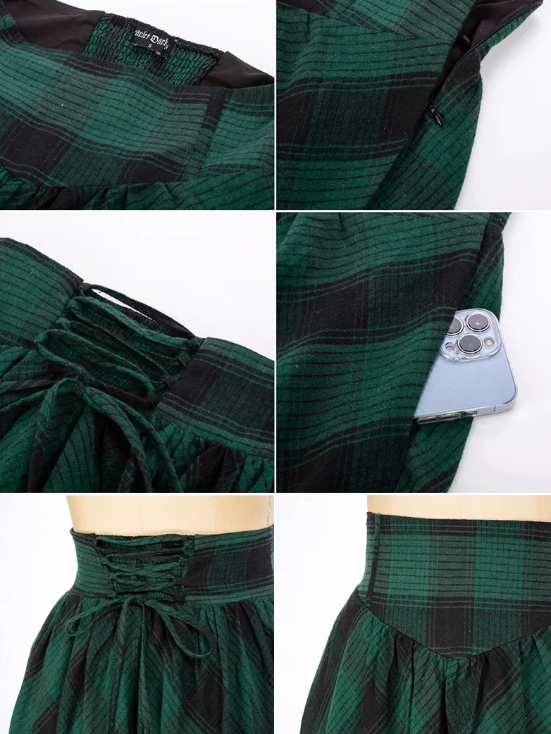 Women Renaissance Elastic Plaided Swing Skirt - Image 12