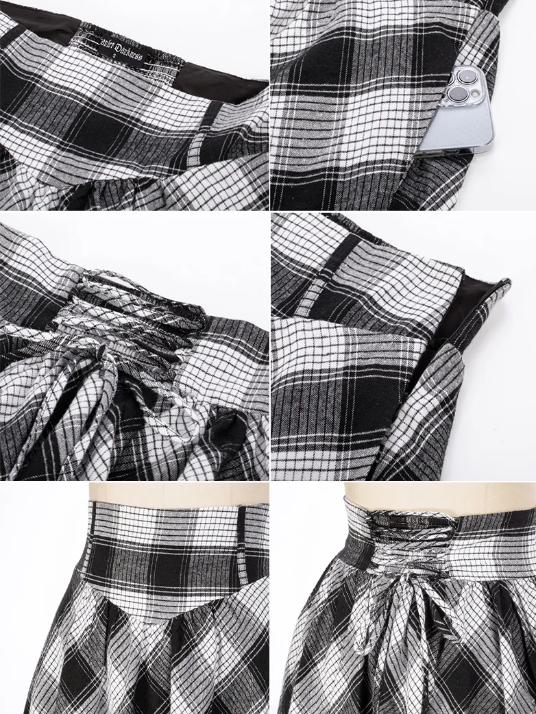 Women Renaissance Elastic Plaided Swing Skirt - Image 26