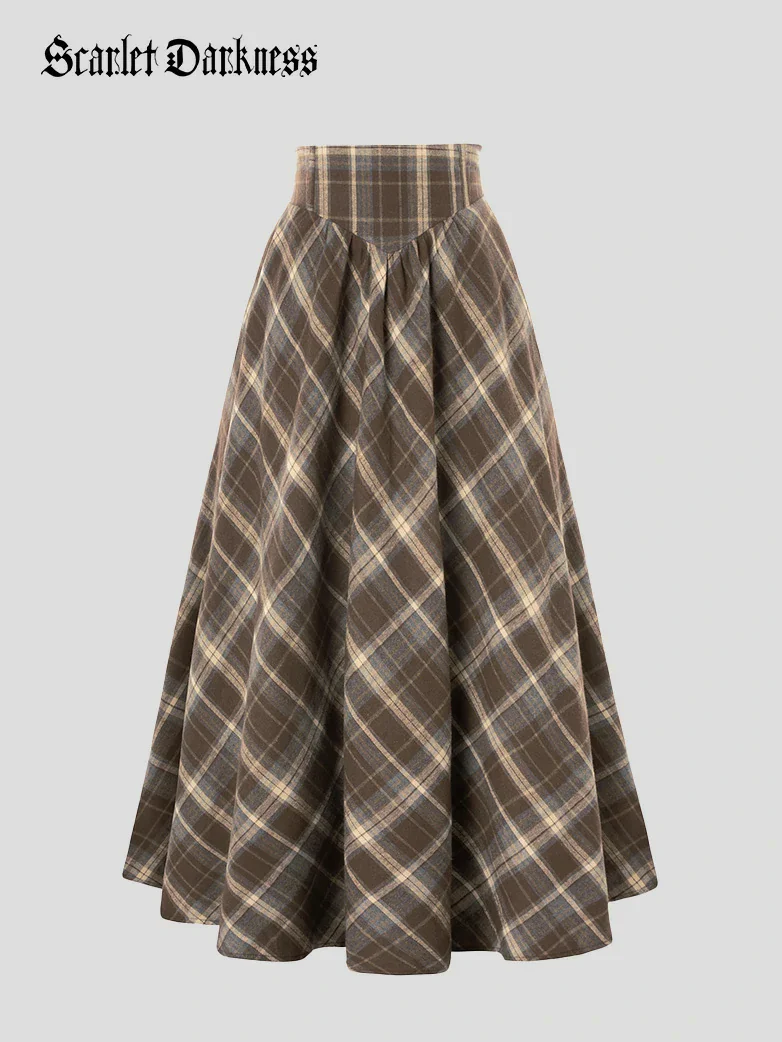 Women Renaissance Elastic Plaided Swing Skirt - Image 27