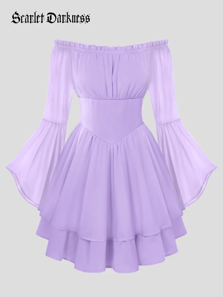 Fairy Awakening: Renaissance Off Shoulder Chiffon Dress