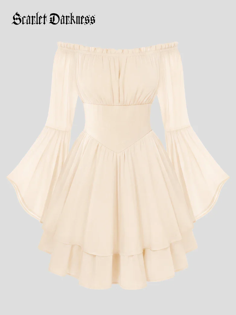 Fairy Awakening: Renaissance Off Shoulder Chiffon Dress - Image 13