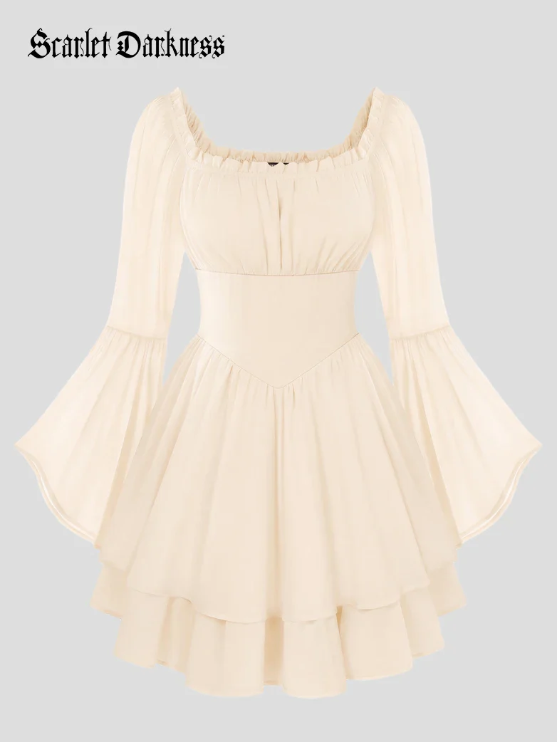 Fairy Awakening: Renaissance Off Shoulder Chiffon Dress - Image 14