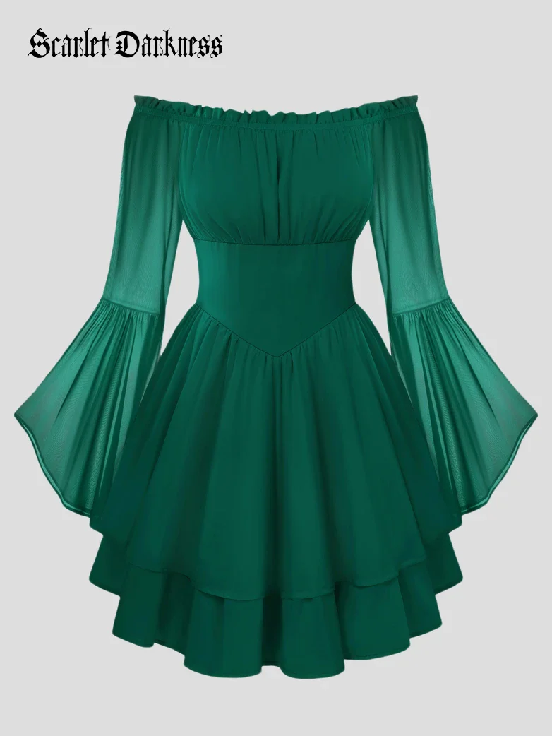 Fairy Awakening: Renaissance Off Shoulder Chiffon Dress - Image 18