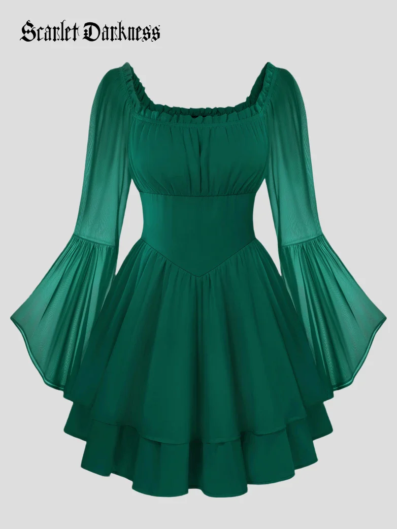 Fairy Awakening: Renaissance Off Shoulder Chiffon Dress - Image 19