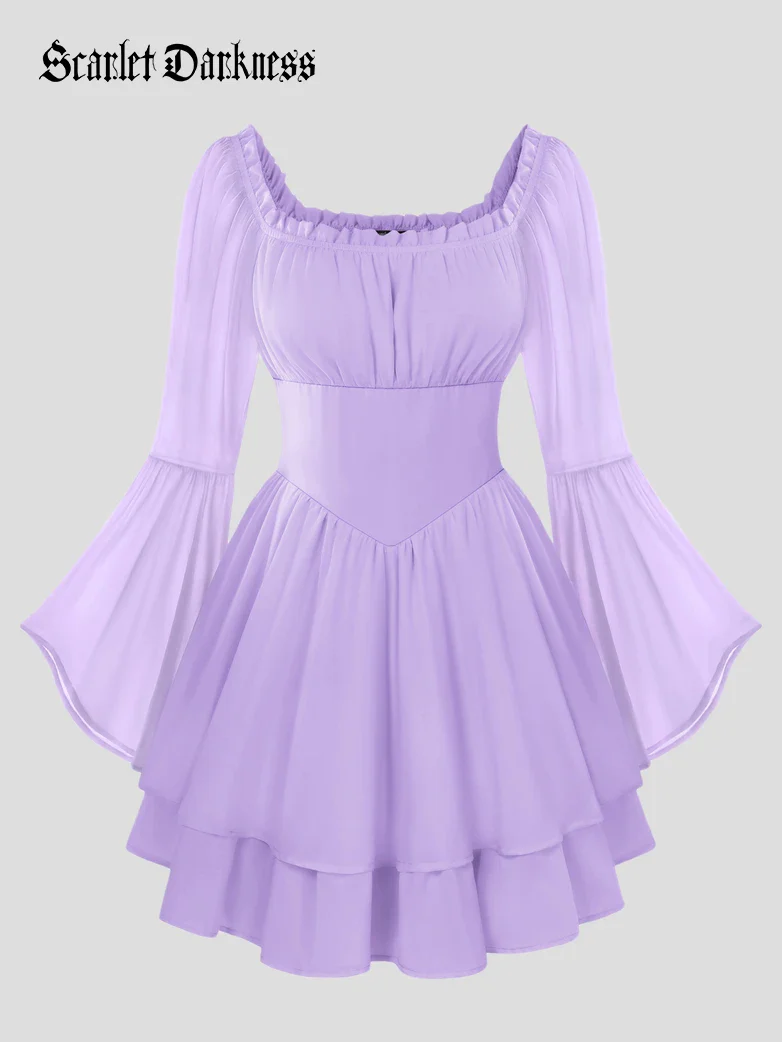 Fairy Awakening: Renaissance Off Shoulder Chiffon Dress - Image 2