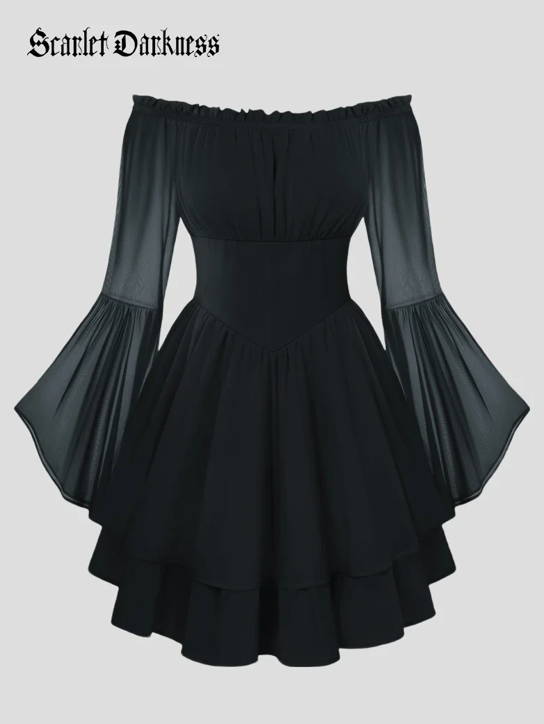 Fairy Awakening: Renaissance Off Shoulder Chiffon Dress - Image 25