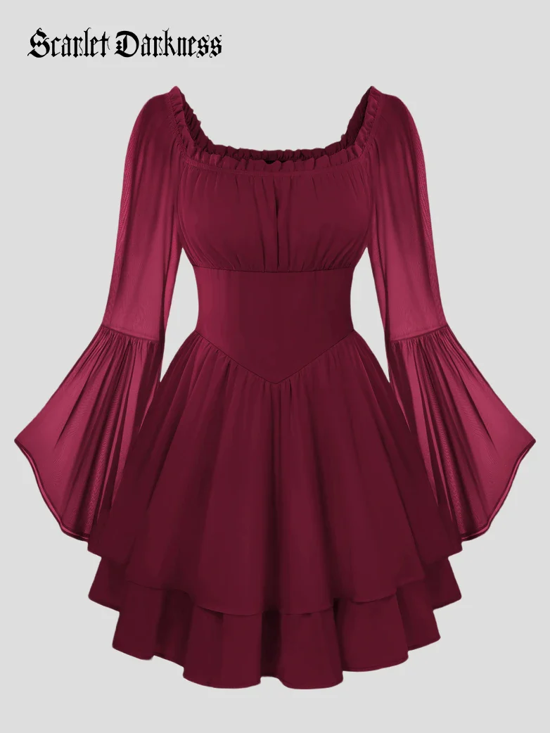 Fairy Awakening: Renaissance Off Shoulder Chiffon Dress - Image 30