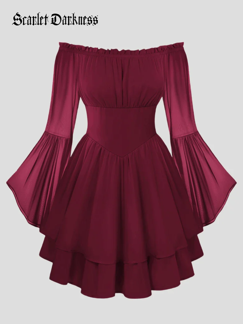 Fairy Awakening: Renaissance Off Shoulder Chiffon Dress - Image 31