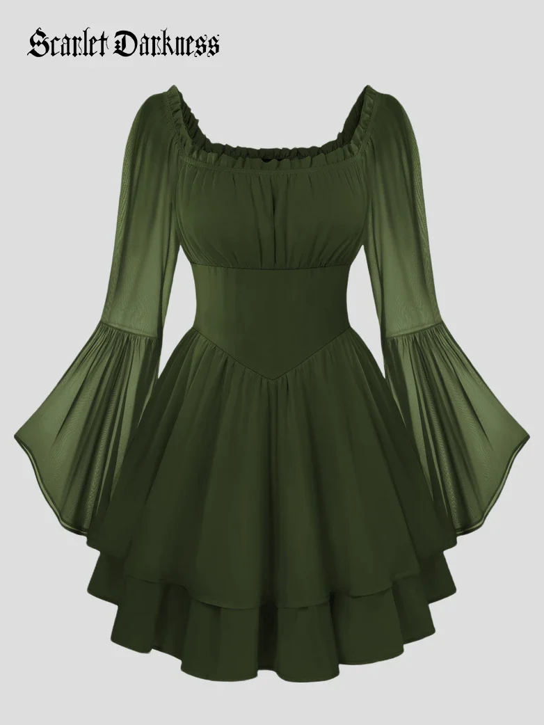 Fairy Awakening: Renaissance Off Shoulder Chiffon Dress - Image 37