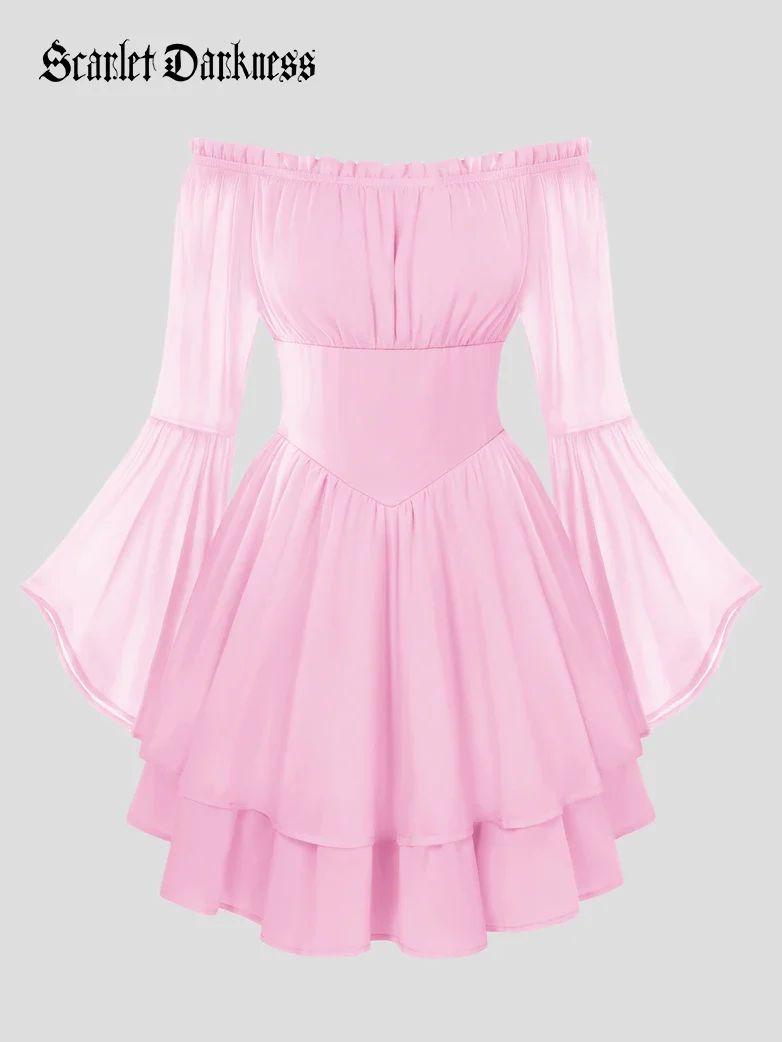 Fairy Awakening: Renaissance Off Shoulder Chiffon Dress - Image 42