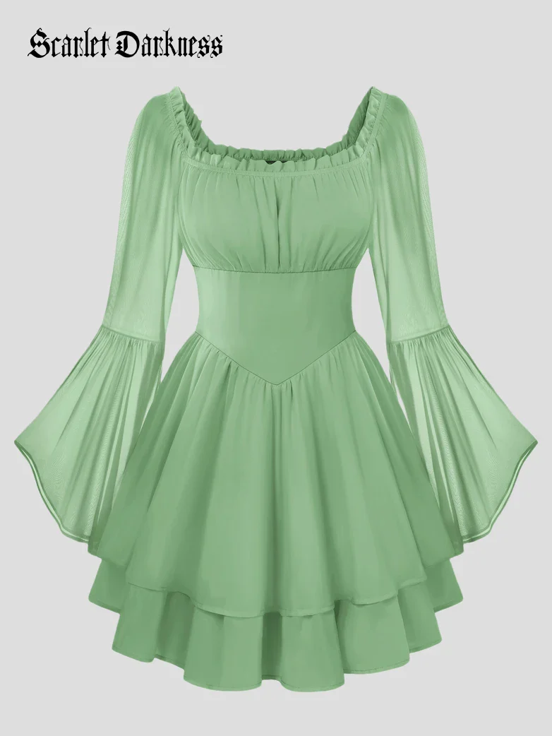 Fairy Awakening: Renaissance Off Shoulder Chiffon Dress - Image 48