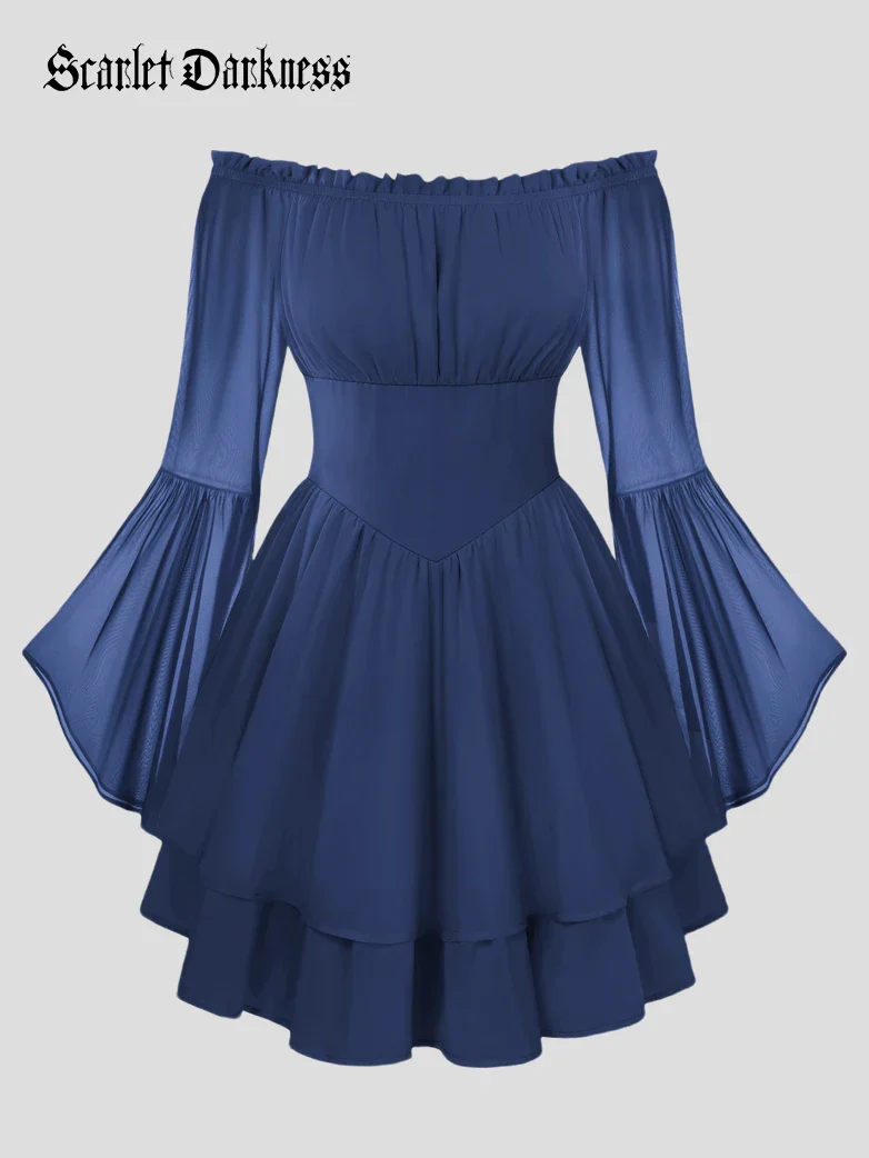 Fairy Awakening: Renaissance Off Shoulder Chiffon Dress - Image 54