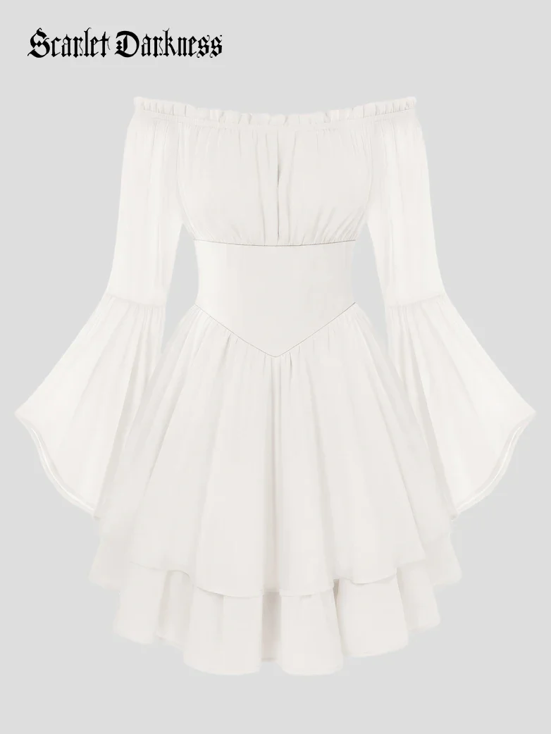Fairy Awakening: Renaissance Off Shoulder Chiffon Dress - Image 7