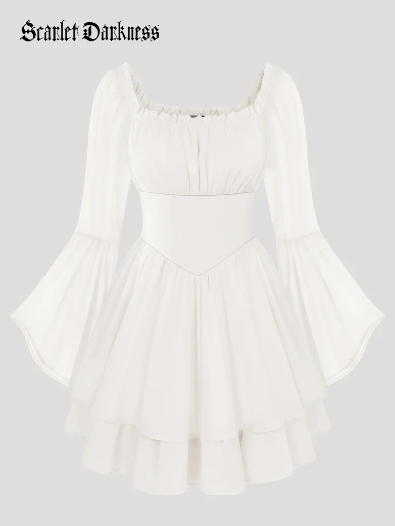 Fairy Awakening: Renaissance Off Shoulder Chiffon Dress - Image 8