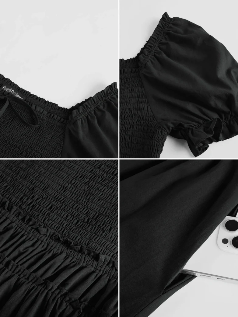 Renaissance Off Shoulder Cotton Pockets Dress - Image 12
