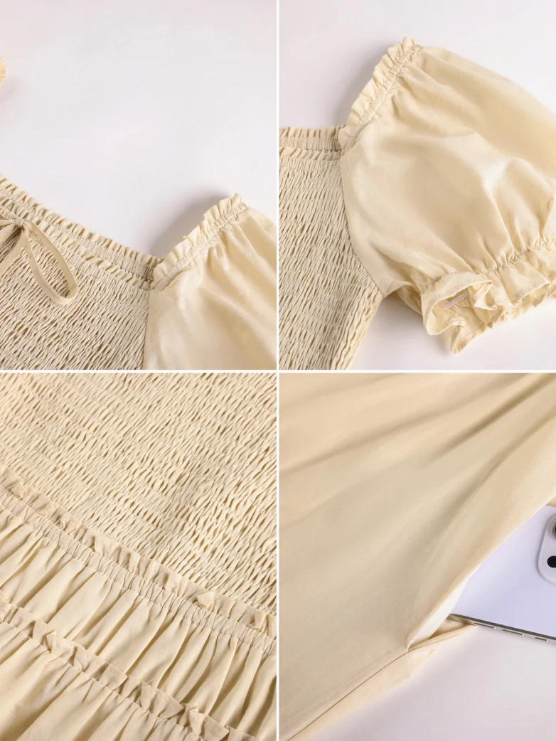 Renaissance Off Shoulder Cotton Pockets Dress - Image 5