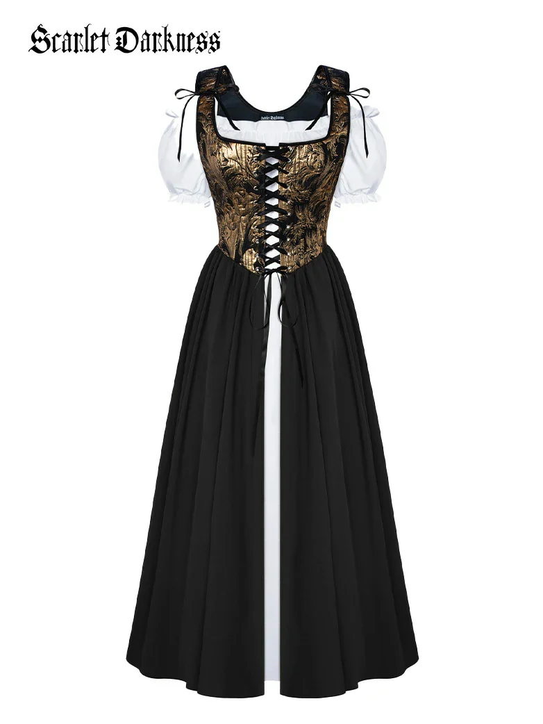 Renaissance Off Shoulder Dress+Boned Pocket Overdress - Image 3