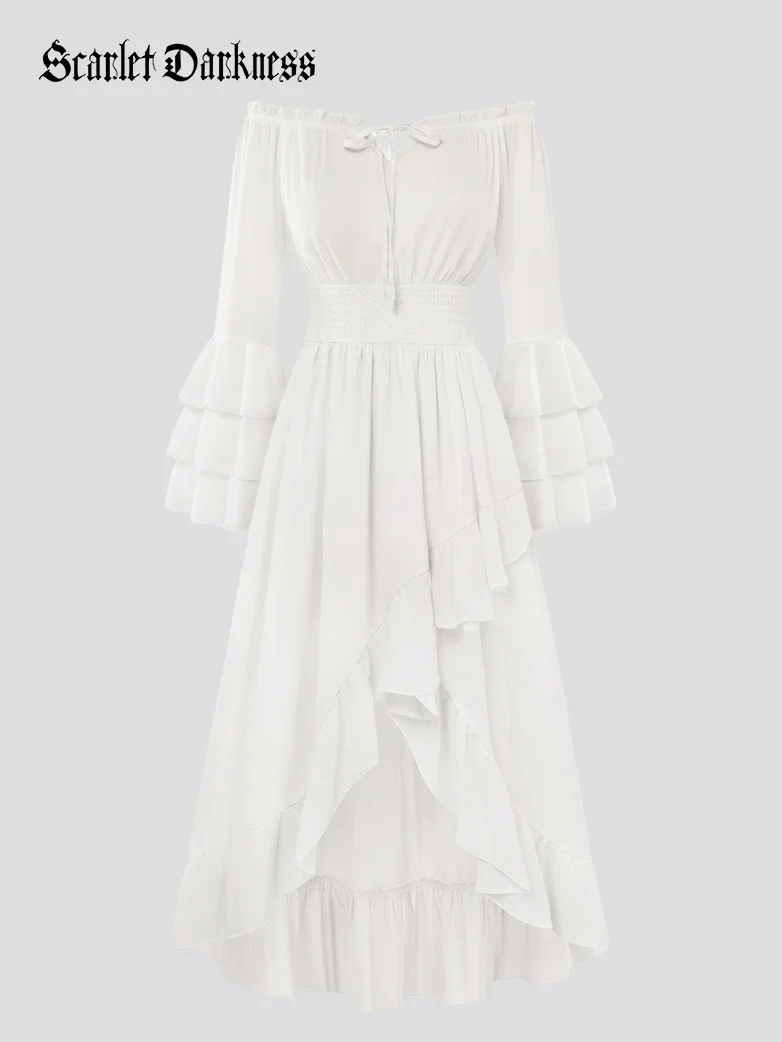 Women Renaissance Off Shoulder High-Lo Pocket Dress - Image 16