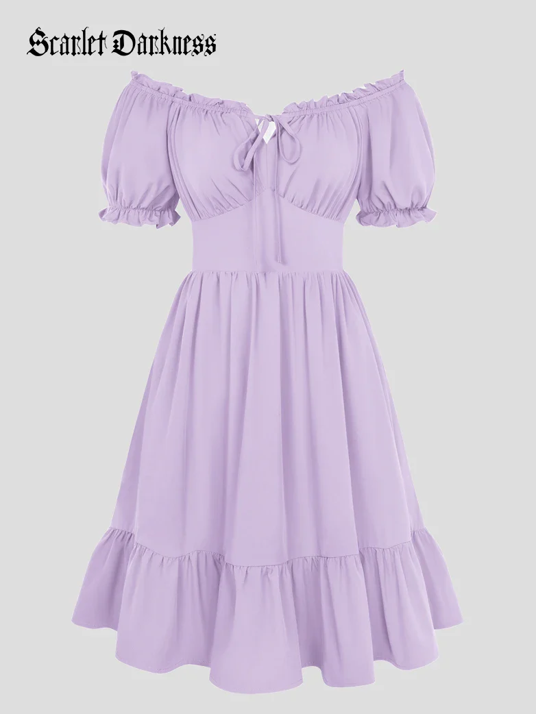 Women Renaissance Off Shoulder Pockets Dress - Image 2